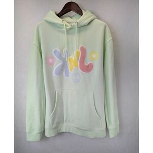 Fanjoy KNJ Hoodie Size XL Mint Green Chenille Graphic‎ Sweatshirt Fuzzy Letters